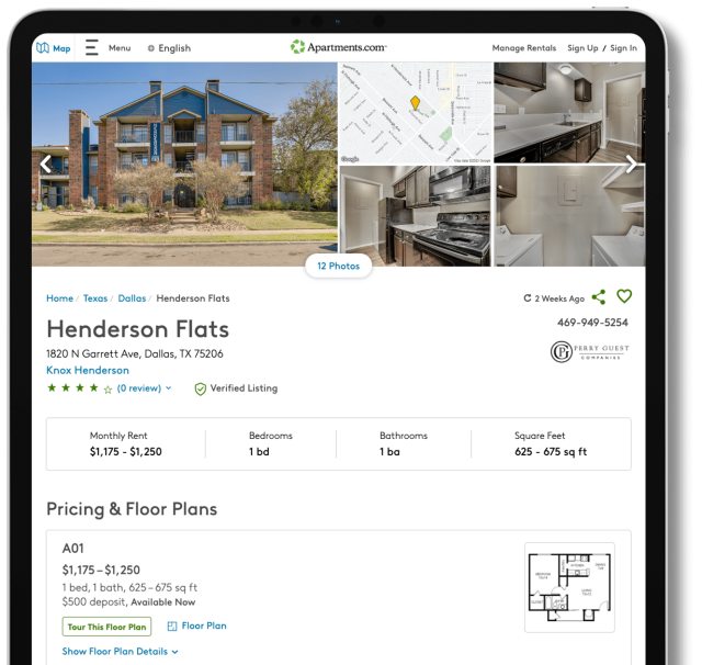 Plan Henderson Flats Tablet FLP